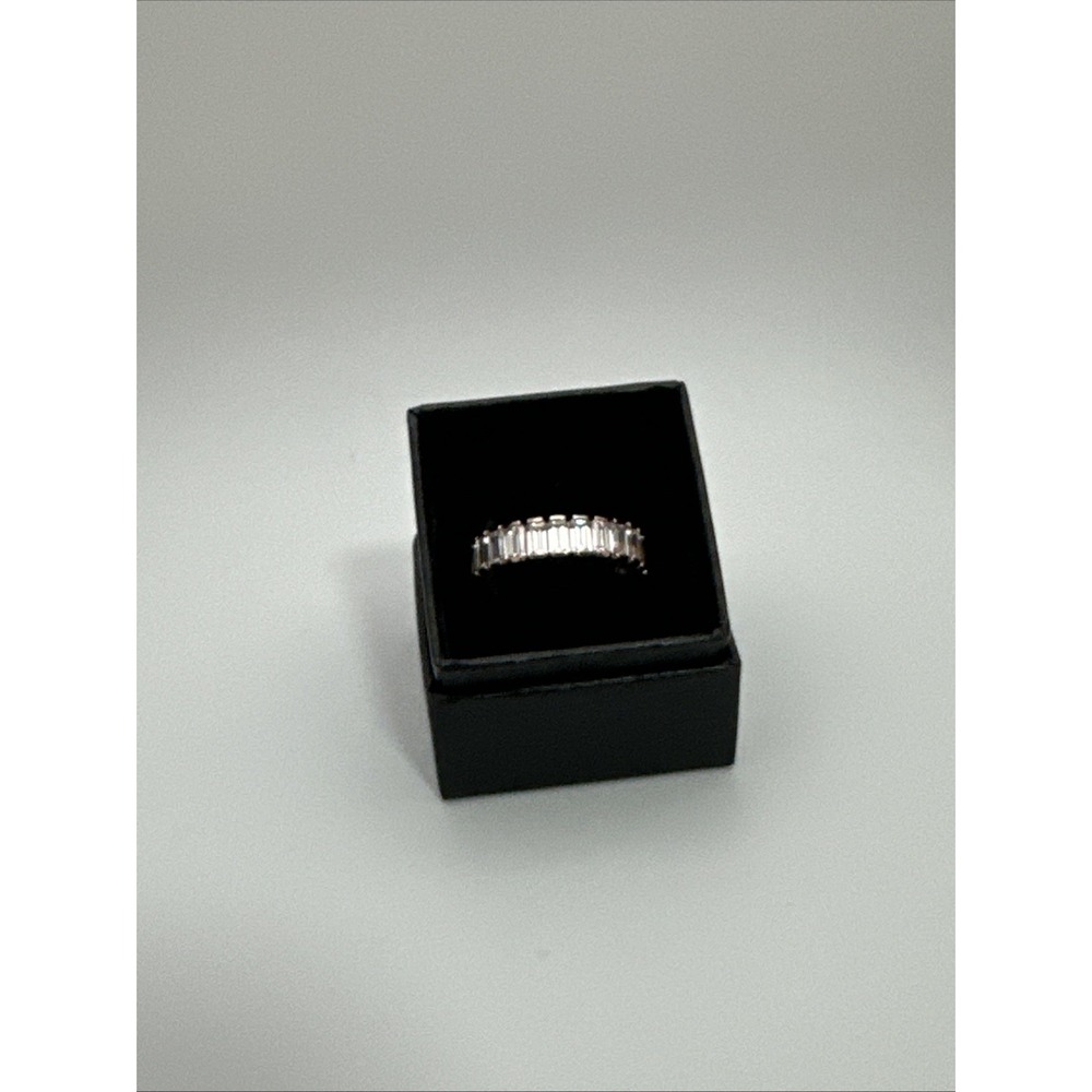 ROSE GOLD OVER 925 SILVER BAGUETTE CZ ETERNITY BAND 5.8MM RING SIZE 9.5